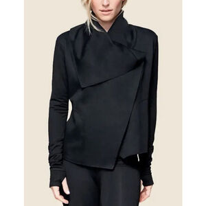 Alala Sophisticate Drape Black Jacket Medium Womens Athletic Workout Thumbholes
